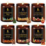 Christmas Candle Set, 6 Pack Holiday Scented Candle, Soy Candle For Home Scented, Christmas Holiday Candles Gift For Women Men, Scents Of Christmas Tree/Cookies/Spices/Candy Cane/Mulled Cider/Fireside