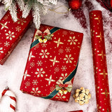 Red Christmas Wrapping Paper Roll - 3D Embossed Gold Foil Metallic Shine Snowfalkes Gift Wrap For Christmas, Winter Holiday, New Year Celebration - Mini Roll - 17 Inch X 33 Feet