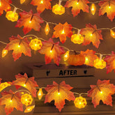 2 Pack & Timer Fall Thanksgiving Garland With Pinecone Pumpkin Lights Total 13Ft 60Led Enlarged Maples Leaves Garland Fa