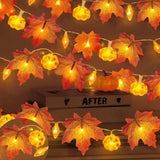 2 Pack & Timer Fall Thanksgiving Garland With Pinecone Pumpkin Lights Total 13Ft 60Led Enlarged Maples Leaves Garland Fa