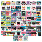 Mini Highlighted Text Valentine'S Day Cards / 60 Adorable Colorful Animal Pun To From Happy Valentine'S Day Cards / 3.5" X 3.5" Flat Double Sided Cute Love Day Classroom Card Pack / Made In The Usa