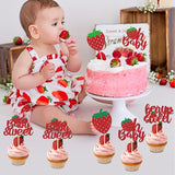 Oh Baby Cupcake Toppers - 36Pcs Glitter Strawberry Shortcake Decorations For Baby Shower Cupcake Decor