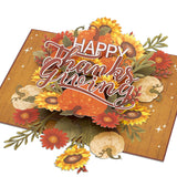 Happy Thanksgiving Pop Up Card, Pumpkin, Flowers, Thanks Giving, 3D Popup Greeting Cards, Gifts For Mom, Grandma, Girl, Women, Table Decorations, 5X7 - Includes Envelope And Message Note
