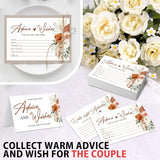 Boho Advice And Wishes For The Mr And Mrs - 50 Packs Wedding Advice Cards Bridal Shower Game Cards Reception Guest Book For Bride Groom Newlywed Engagement Party Decoration -A08