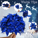 8 Pcs Velvet Christmas Glitter Poinsettia Flowers 12'' Large Heads Artificial Poinsettia Flower Ornaments Picks Christmas Tree Decoration Fake For Xmas Ornament Wedding Holiday(Royal Blue)