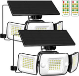 2 Pack 1200LM Solar Flood Lights Waterproof Dual Motion Sensor Security Lights with Remote
