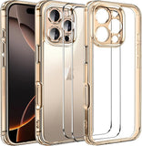 3 in 1 Case for iPhone 16 Pro 6.3 Inch Gold Luxury Protective Cover
