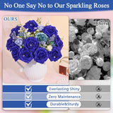 36Pcs Roses Artificial Flowers, Glitter Blue Roses Foam Flowers With Stems, Fake Flowers Glitter Foam Roses Bouquet For Diy Wedding Party Bridal Arrangements Table Centerpieces Home Decorations