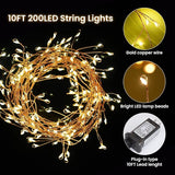 10FT 200 LED Plug In Fairy Lights Warm White Cluster String Lights with Remote Timer 8 Modes Gold Wire for Bedroom Wedding Christmas Decor
