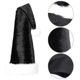 2 Packs Fluffy Santa Hats, 29.5 Inch Black Santa Hats Unisex Adult Velvet Hats For Christmas New Year Festival Party Decorations, Black