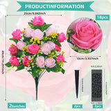 4 Sets Artificial Cemetery Flowers, Memorial Flowers Bouquet With Cemetery Vase,Artificial Rose Bouquet Graveyard Memorial Flowers For Graveyard Headstones Decoration (4, Powder Red)