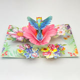 Greeting Cards Hummingbirds Flower, 3D Pop Up Birthday Gifts For Women Wife Mom Daughter Sister Aunt Grandmother, Anniversary Card, With Envelope (0685)