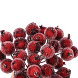 Squaredo 100 Stems Artificial Frosted Holly Berries 12Mm Christmas Flower Decoration