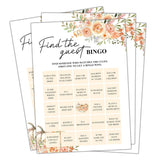 Fall Floral Bridal Shower Games, Find The Guest Bingo Minimalism Wedding Game Card, 25 Pcs Engagement Bachelorette Party Supplies, Autumn Wedding Shower Game For Reception -A008