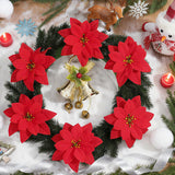 Artificial Christmas Flowers 4Pcs Red Poinsettia Flowers Artificial 7 Heads Christmas Flowers Artificial Poinsettias For Christmas Tree Party Home Holiday Decoration