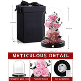 Valentines Day Flowers Roses Gifts For Women Her,Forever Preserved Rose In Glass Dome, Valentines Anniversary Birthday Real Roses Gifts For Wife Women Girlfriend Best Friend/Pink