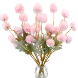 6 Stems Silk Pink Kiku Ball Flowers – Artificial Chrysanthemum Stems For Home, Valentine'S Day And New Year Décor, Realistic Faux Floral Arrangement, Minimalist Elegant Style