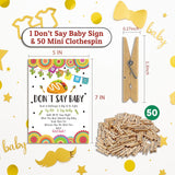 Don'T Say Baby Game For Baby Shower, 50 Wooden Clothespins And One Sign, Fiesta Taco Theme, Pins For Baby Shower Decorations, Gender Reveal Games, Baby Shower Supplies-Bb16