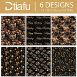 Birthday Wrapping Paper - 6 Black Gold Style Gift Paper For Men, Women, Kids - 20 X 28 Inch, Folded Flat (6 Sheet Recyclable)
