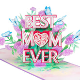 Best Mom Ever Pop Up Cards, Carnations, 3D Greeting Cards, Gift For Birthday, Mothers Day, Anniversary, Valentines Day, Mom, Stepmom, Mother In Law, 5X7 - Includes Envelope And Message Note