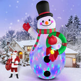 14Ft Giant Christmas Inflatables Snowman Holding Garland Built-In Rotating Led Lights, Xmas Blow Up Inflatable Snowman O