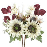 Fall Floral Stems, 2 Bundles White Sunflowers Artificial Flowers 13.7 Inch Silk Fake Fall Flowers Bouquet Faux Floral Stems Sunflower Centerpieces For Tables Wedding Thanksgiving Autumn Decor