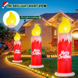 6 Ft Christmas Inflatable Candle With Merry Christmas Wishes, Blow Up Decor Outdoor, Built-In Bright Led Lights, Festiva