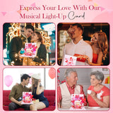3D I Love You Card - Popup Musical Cards With Light Up- Romantic Greeting Card - Anniversary, Birthday Or Special Occasion - Blank Note Card & Envelope Included - Pop Up Cards