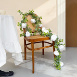 6Ft Artificial Eucalyptus Garland With Flowers, Fake Flower Rose Gypsophila, Faux Floral Greenery Garland For Wedding Spring Home Party Craft Art Table Runner Decor