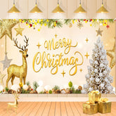 Gold Glitter Merry Christmas Banner - Large Sign For Indoor/Outdoor Decor