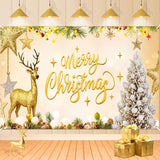 Gold Glitter Merry Christmas Banner - Large Sign For Indoor/Outdoor Decor
