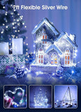24 Pack Battery Operated Fairy Lights 7FT 20 LED Pure White Mini String Lights Waterproof Silver Wire for Wedding Party Decor