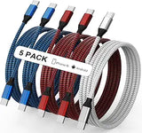 5 Pack 60W USB C to USB C Braided Fast Charging Cable 3FT 6FT 10FT
