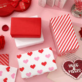 120 Sheets Valentine'S Day Tissue Paper Red Pink White Heart Stripe Gift Wrapping Paper Decorative Art Paper For Bridal Shower Wedding Party Diy Crafts, 14 X 20 Inch