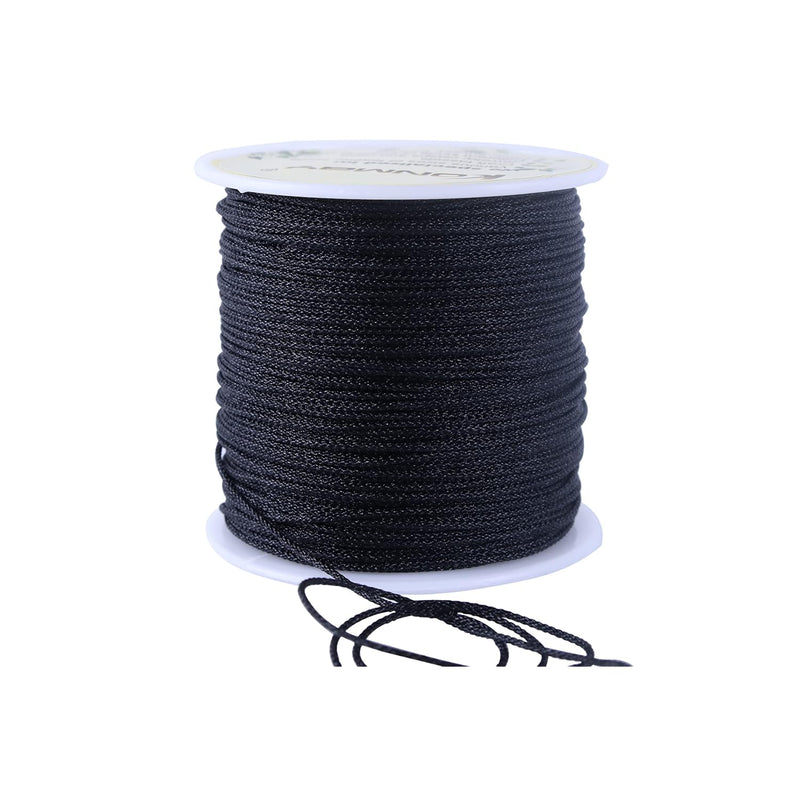 1 Roll 1.0Mm 87 Yards Black Nylon Braided Micro-Cord, Nylon Beading St