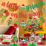 Green Monster Christmas Baby Shower Decorations With Banner Centerpieces Garland For Whoville Gender Reveal Party Supplies