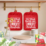 We Whisk You A Merry Christmas Pot Holders 2 Pack Set, Gifts For Baking Lovers, Funny Holiday Christmas Heat Resistant Oven Hot Pads For Kitchen Countertop Baking