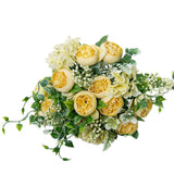 4 Pcs Artificial Peony Bouquet Short Stem For Diy Wedding Decoration Bridal Bouquet Home Decorations(Yellow 4-Pcs)