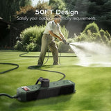 50FT Outdoor Waterproof Power Strip 4 Outlets 1250W Shockproof Extension Cord Green