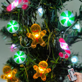 17Ft 50 Led Candy Cane Gingerbread Candy Christmas String Lights- Battery Operated Waterproof Christmas Fairy Lights Wit
