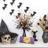 10 Pack Halloween Decorative Branches – 2 Skull Head & 2 Jack-O'-Lantern Stems With Black Maple Leaves, 6 Berry Stems With Halloween Candy – 17 Inch Spooky Centerpieces For Party Decor