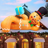 10 Ft Christmas Inflatables Gingerbread Man, Christmas Blow Up Yard Decorations With Built-In Leds, Lying Gingerbread In