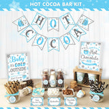 Hot Cocoa Bar Kit Blue Silver Snowflake Chocolate Banner Sign