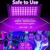 2 Pack 50W LED Black Light with Switch US Plug UV Glow Party Light for Neon Halloween Painting Decor