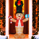 Christmas Inflatables Gingerbread Man With Gift Boxes 8 Ft, Led Inflatable Decoration For Outdoor Indoor Holiday Yard