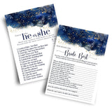 Blue Bridal Shower Games - Bundle Includes He Said Or She Said & Who Knows The Bride Best - 25 Double-Sided Cards - Fun Ideas For Engagement Parties & Rehearsal Dinners - Gold Floral Design