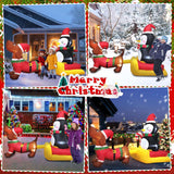 6 Ft Long Christmas Inflatable Dog Sled With Penguin Outdoor Decorations- Blow Up Penguin On Dog Sleigh Yard Decorations