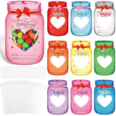 60 Set Valentine'S Day Cards Bulk Valentines Mason Jars Cards For School Classroom Party Favors Candy Holder Exchange Gifts Supplies(Hollow Heart)