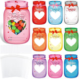 60 Set Valentine'S Day Cards Bulk Valentines Mason Jars Cards For School Classroom Party Favors Candy Holder Exchange Gifts Supplies(Hollow Heart)