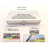 Eg Liberty 50 Color Solid Watercolor Paint Set, Professional Artist Watercolors, Metal Tin Travel Kit With Brushes And Mixing Palette